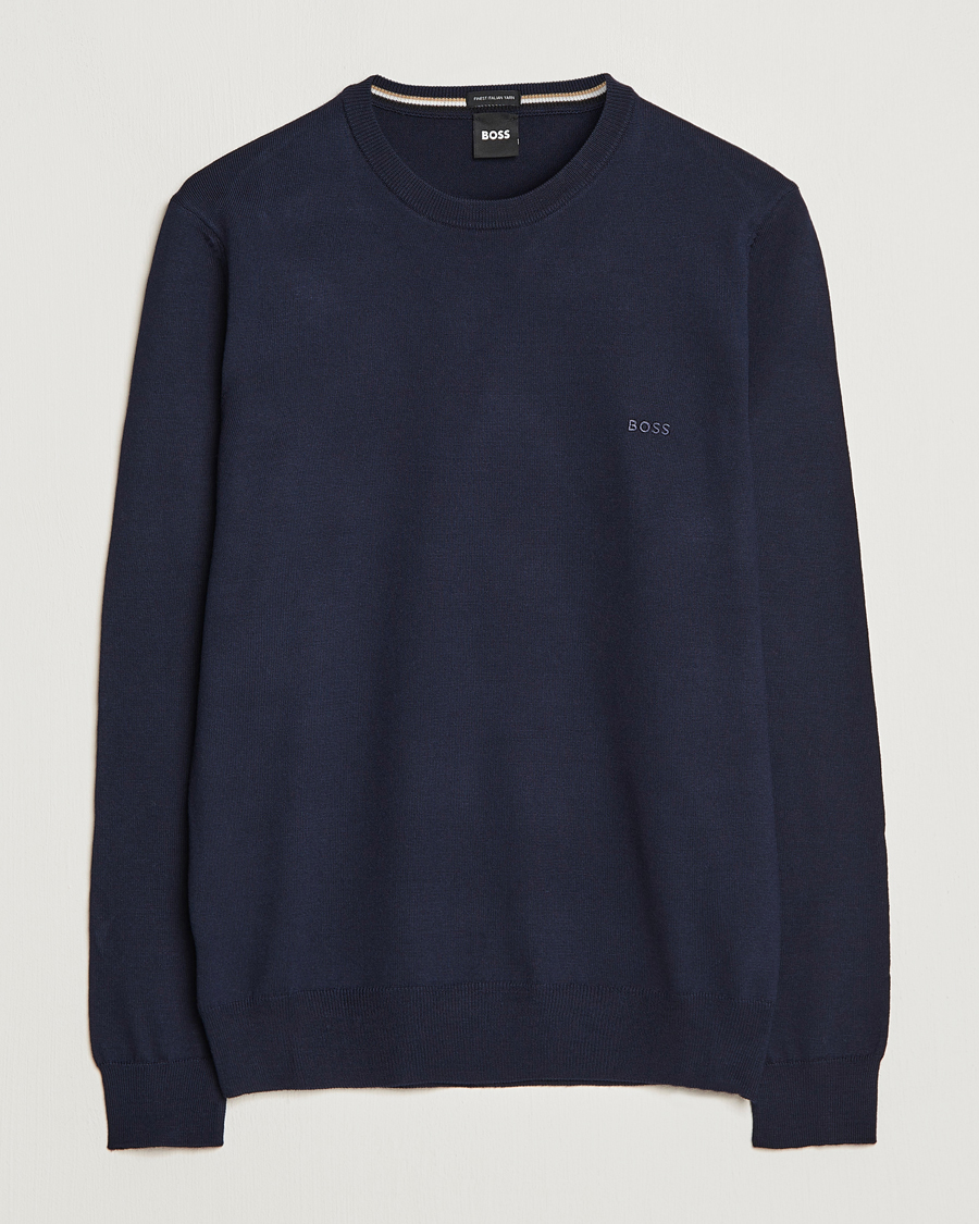 Herren | Pullover | BOSS BLACK | Botto Merino Knitted Pullover Dark Blue