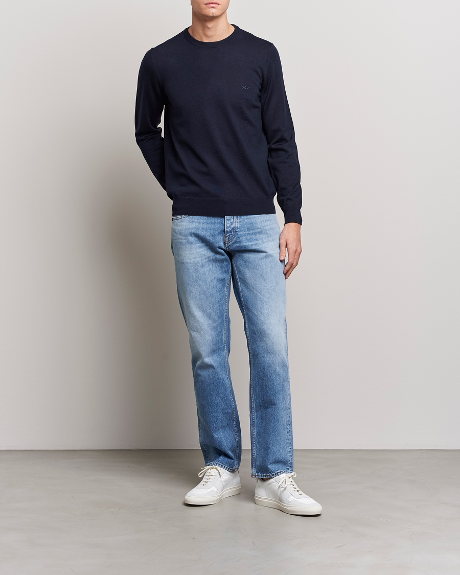 Herren | Pullover | BOSS BLACK | Botto Merino Knitted Pullover Dark Blue