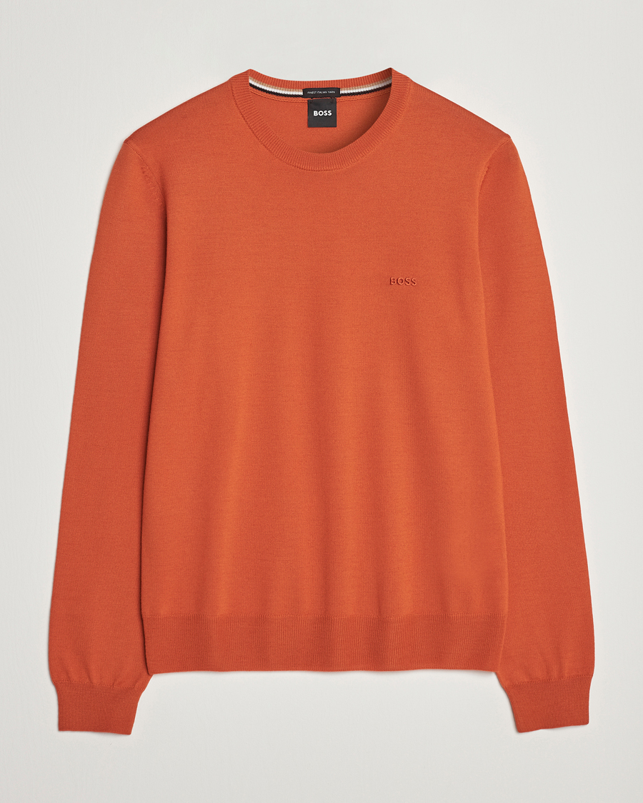 Herren |  | BOSS BLACK | Botto Wool Knitted Crew Neck Sweater Dark Orange
