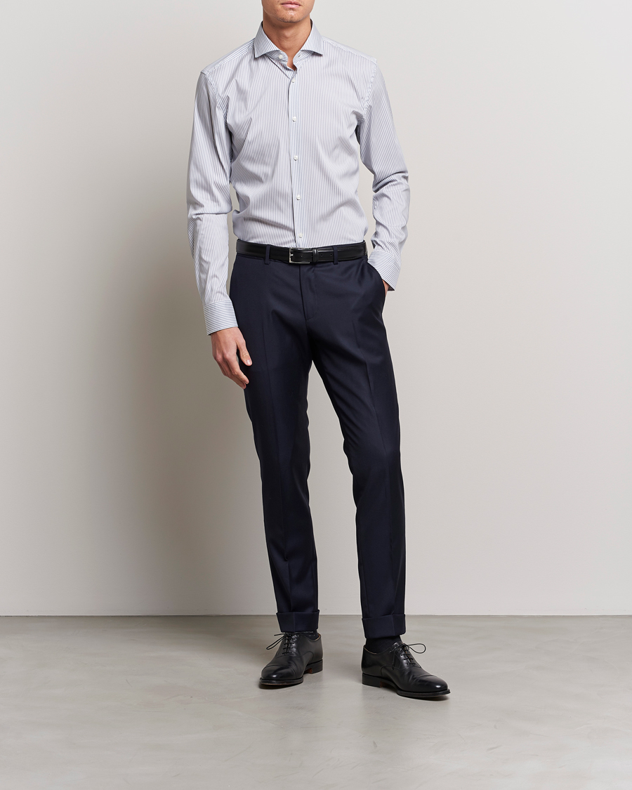 Herren | Hemden | BOSS BLACK | Hank 4-Way Striped Stretch Shirt Open Blue