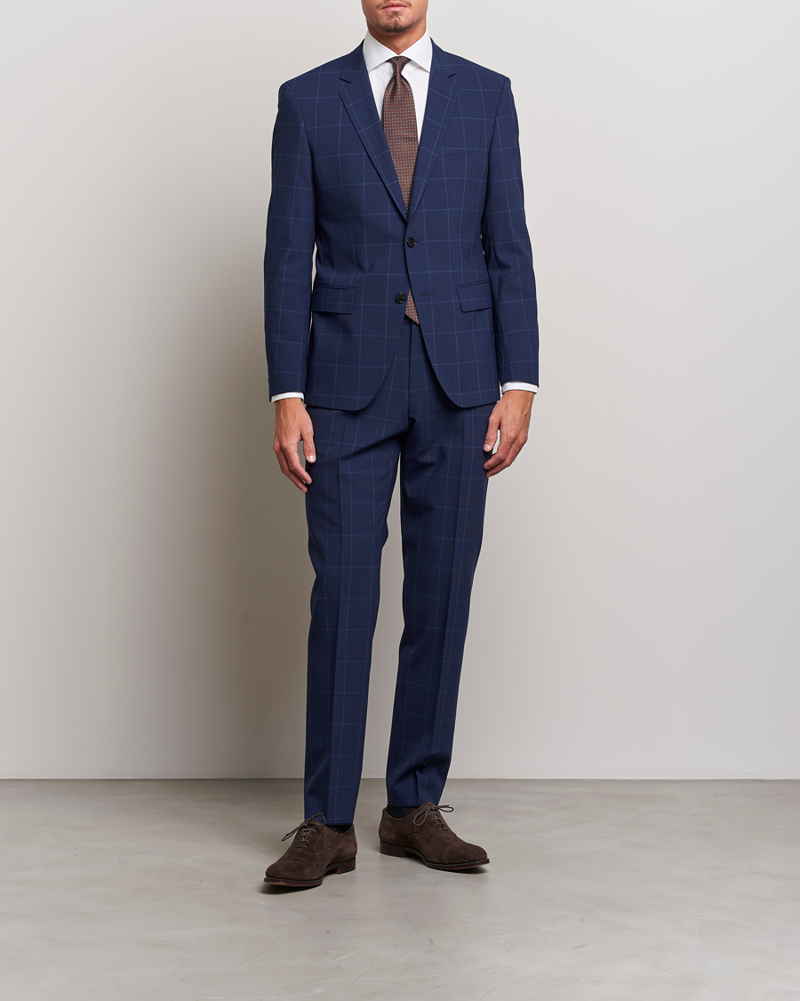 Herren | Hosen | BOSS BLACK | Genius Checked Suit Trousers Dark Blue