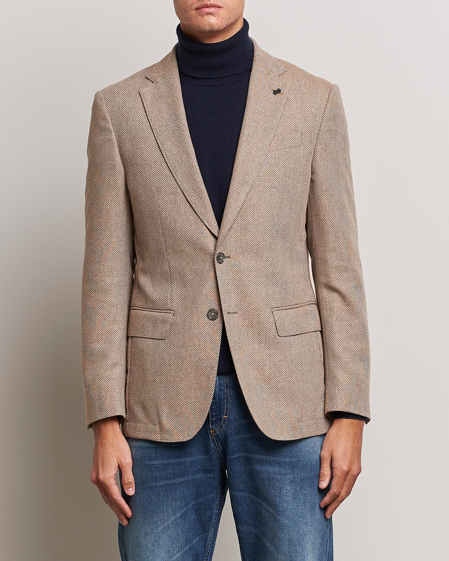 Men | Blazers | BOSS BLACK | Huston Herringbone Blazer Medium Beige