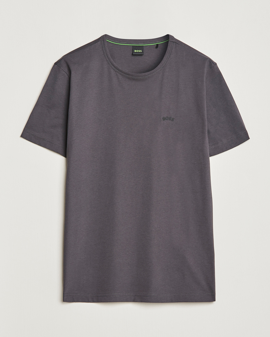 Herren | T-Shirts | BOSS GREEN | Curved Logo Crew Neck T-Shirt Dark Grey