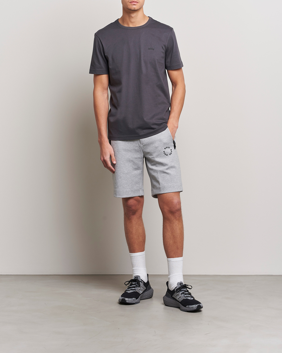 Herren | T-Shirts | BOSS GREEN | Curved Logo Crew Neck T-Shirt Dark Grey