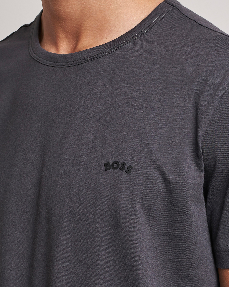 Herren | T-Shirts | BOSS GREEN | Curved Logo Crew Neck T-Shirt Dark Grey