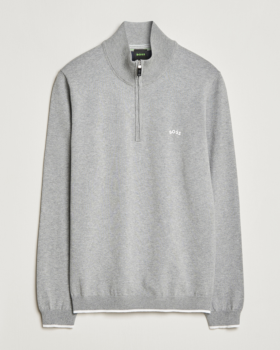 Herren |  | BOSS GREEN | Zallo Knitted Half Zip Sweater Light Grey