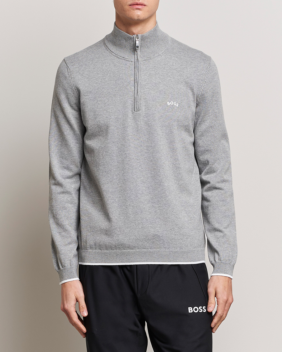 Herren |  | BOSS GREEN | Zallo Knitted Half Zip Sweater Light Grey