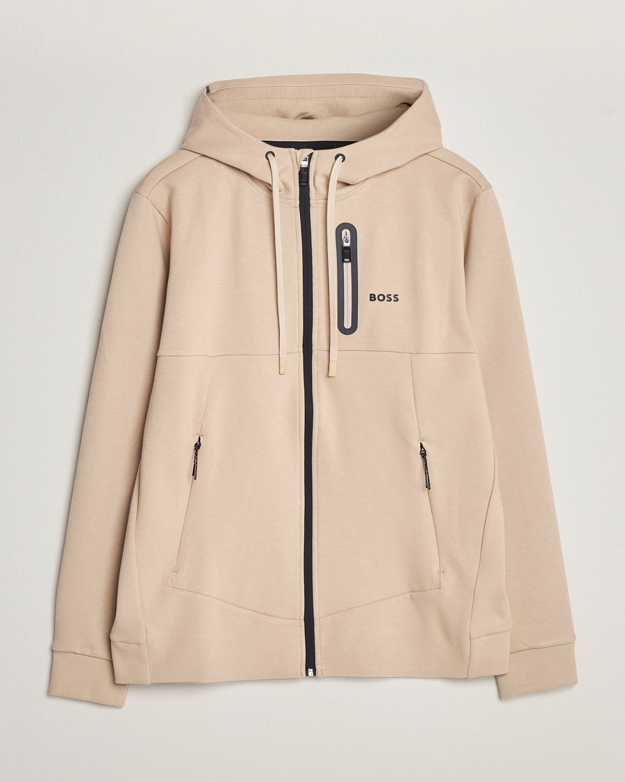 Herren | Pullover | BOSS GREEN | Sariq Full Zip Hooded Sweater Medium Beige