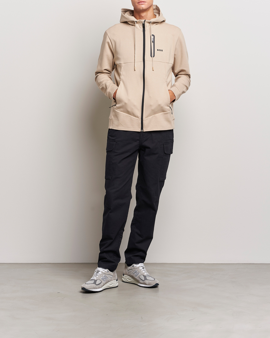Herren | Pullover | BOSS GREEN | Sariq Full Zip Hooded Sweater Medium Beige