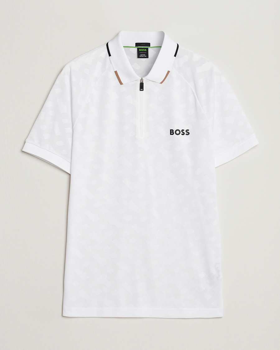Herren | Kurzarm-Poloshirts | BOSS GREEN | Philix MB Monogram Polo White