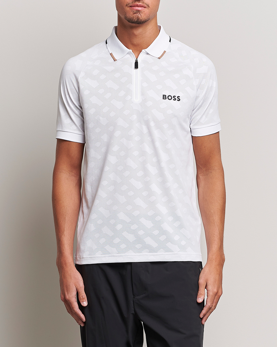 Herren | Kurzarm-Poloshirts | BOSS GREEN | Philix MB Monogram Polo White