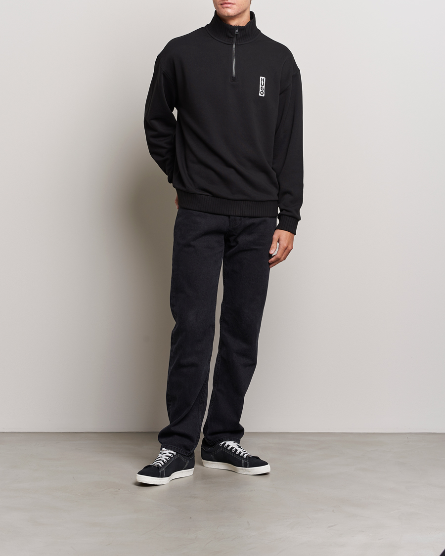 Herren | Pullover | HUGO | Dutzagata Logo Half Zip Sweater Black