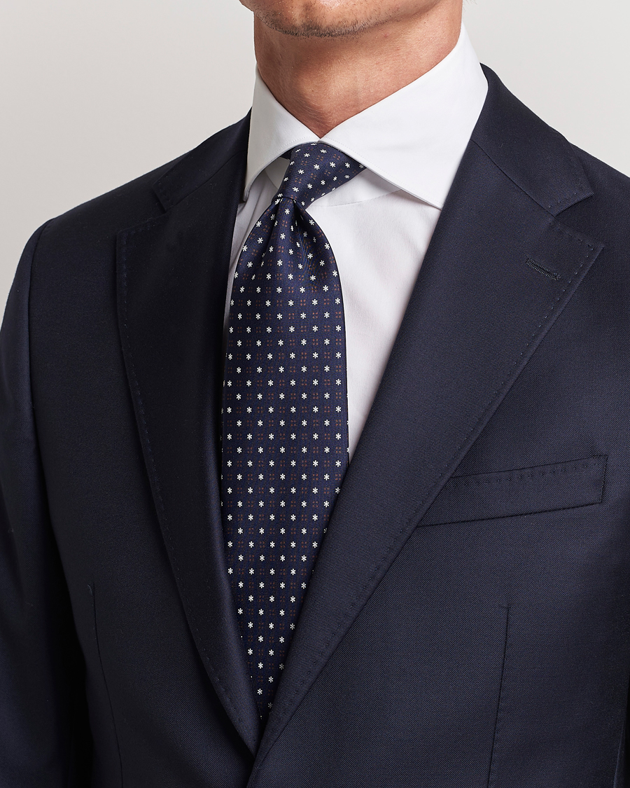 Herren |  | E. Marinella | 3-Fold Printed Silk Tie Navy