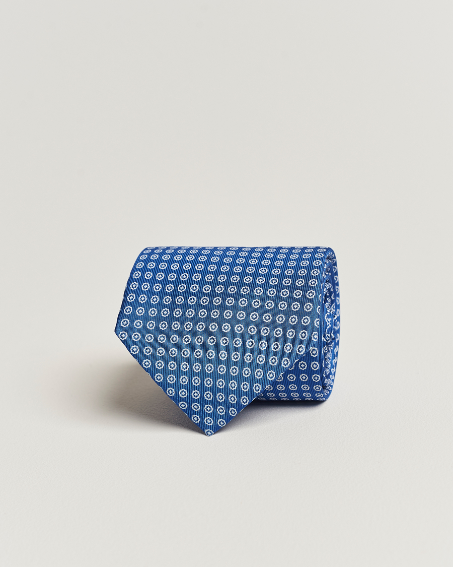 Herren | E. Marinella 3-Fold Printed Silk Tie Bluette | E. Marinella | 3-Fold Printed Silk Tie Bluette