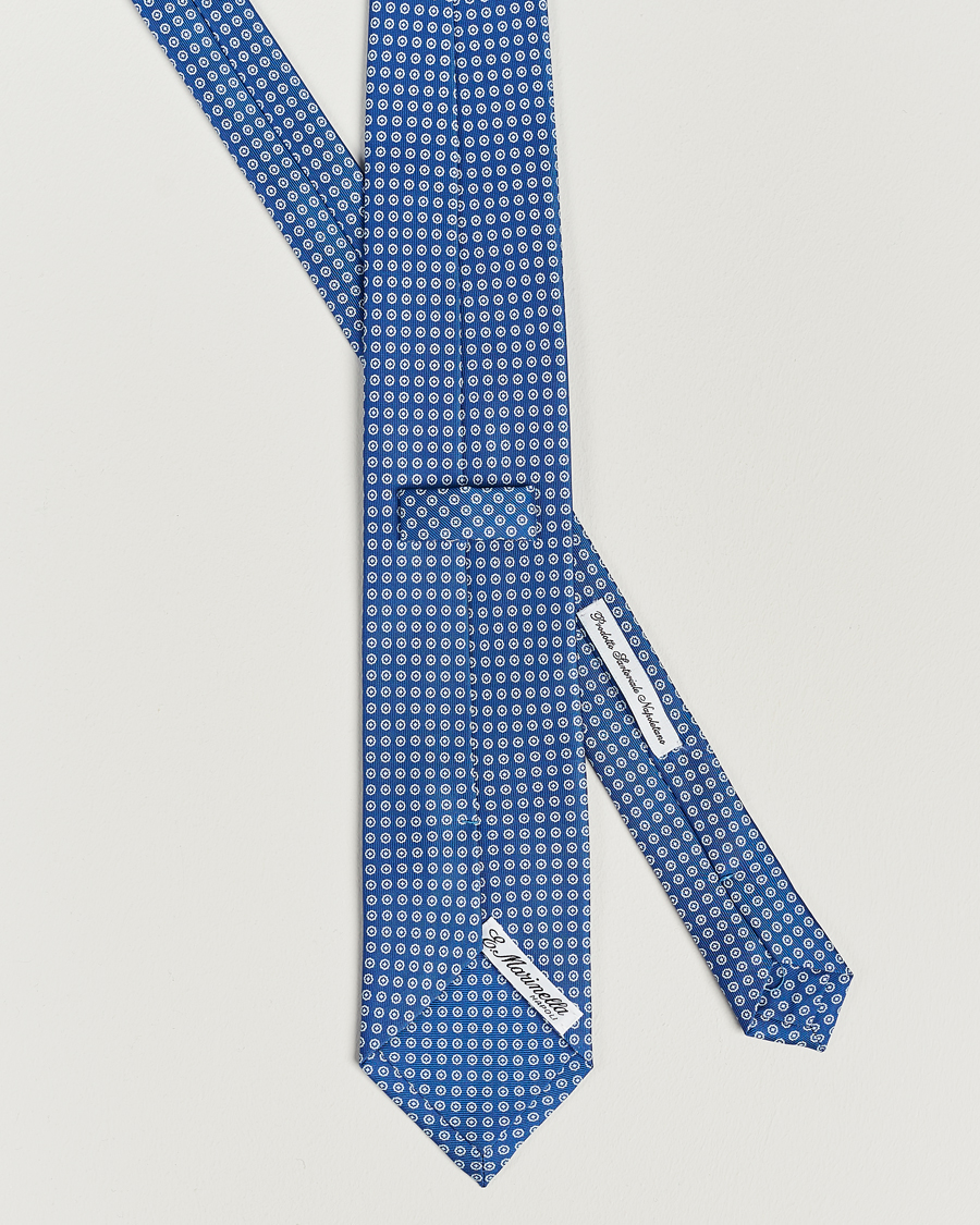 Herren | E. Marinella 3-Fold Printed Silk Tie Bluette | E. Marinella | 3-Fold Printed Silk Tie Bluette