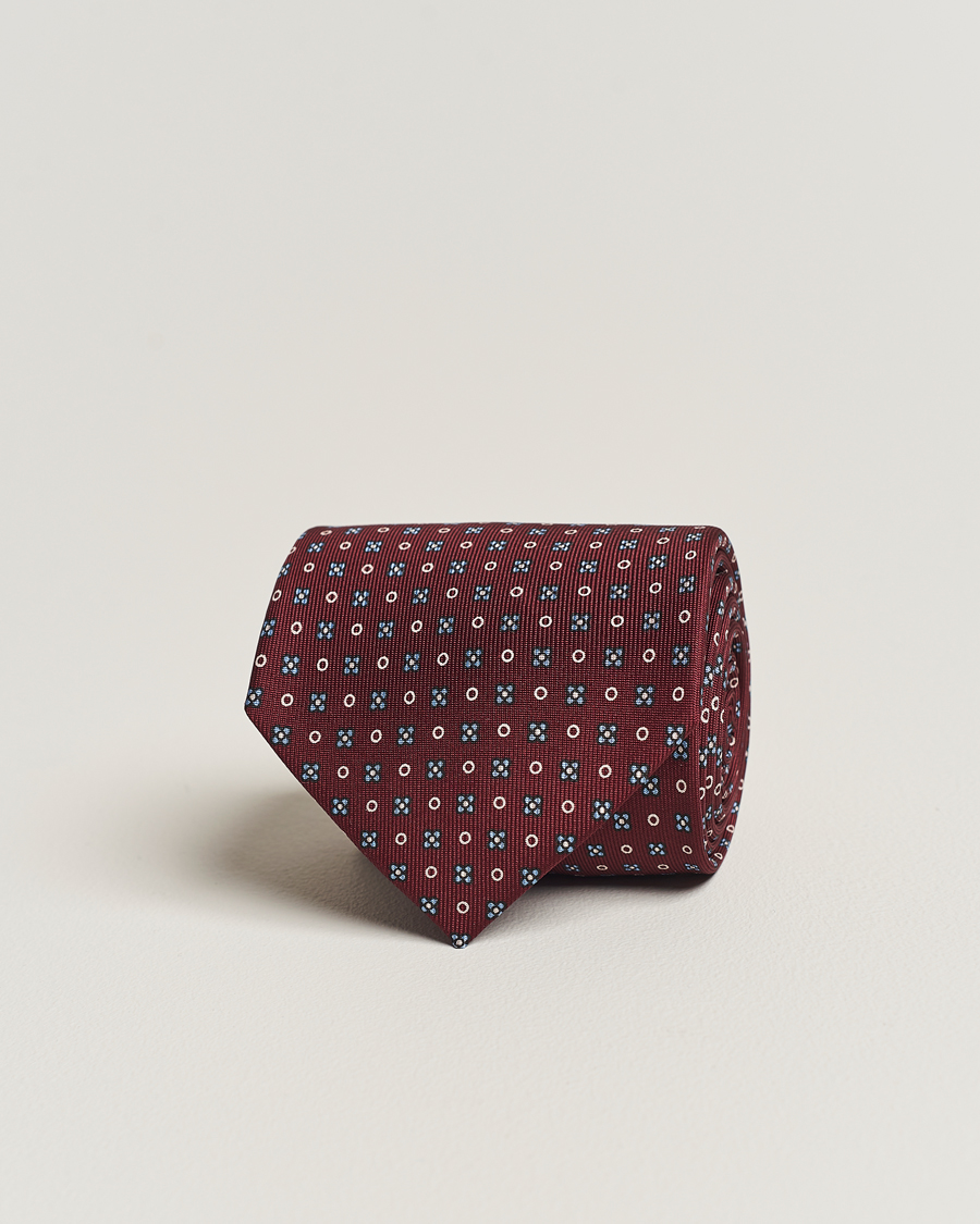 Herren | E. Marinella 3-Fold Printed Silk Tie Burgundy | E. Marinella | 3-Fold Printed Silk Tie Burgundy