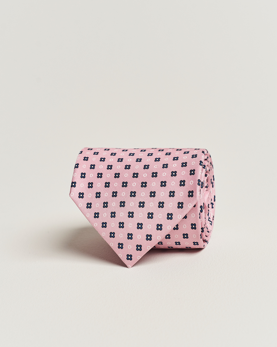 Herren | E. Marinella 3-Fold Printed Silk Tie Pink | E. Marinella | 3-Fold Printed Silk Tie Pink