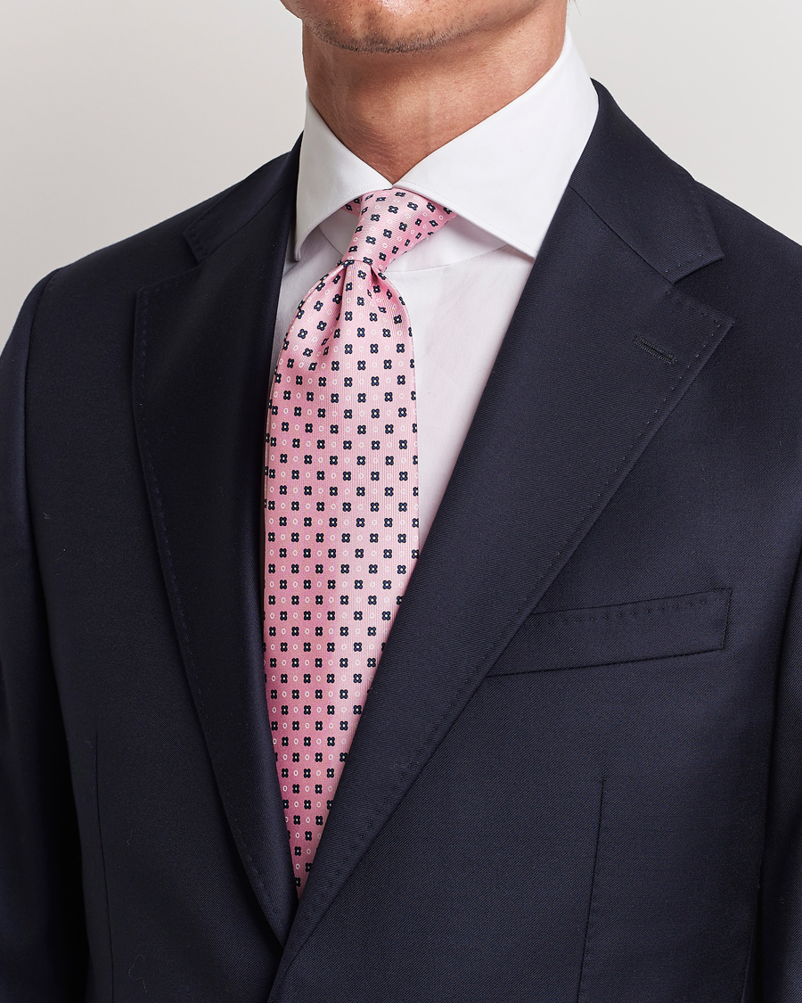 Herren | E. Marinella 3-Fold Printed Silk Tie Pink | E. Marinella | 3-Fold Printed Silk Tie Pink