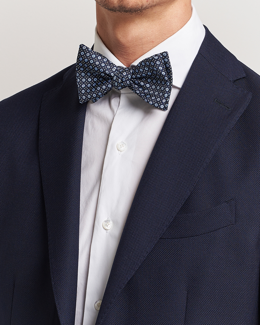 Men | Bow Ties | E. Marinella | Printed Silk Bow Tie Navy