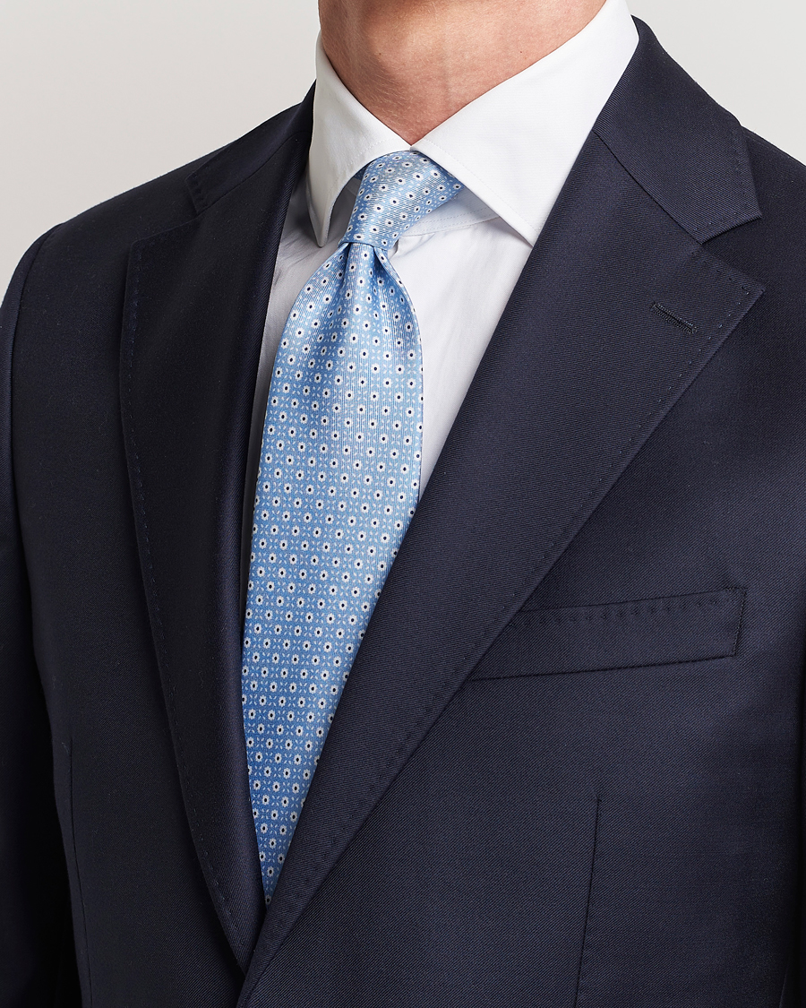 Herren |  | E. Marinella | 3-Fold Printed Silk Tie Light Blue