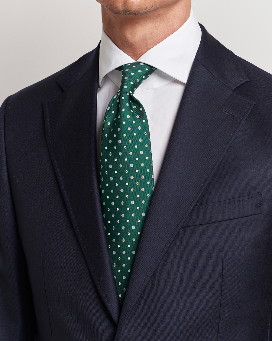 Herren |  | E. Marinella | 3-Fold Printed Silk Tie Racing Green