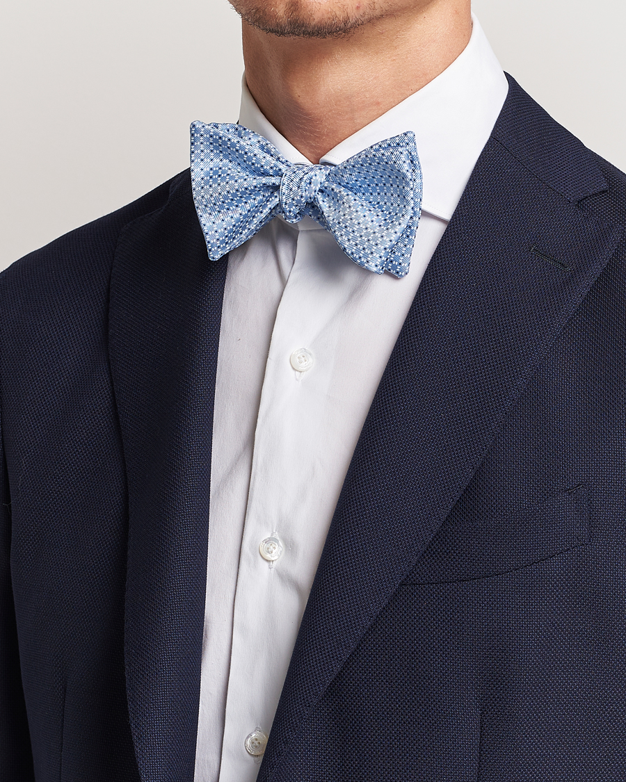 Herren | Accessoires | E. Marinella | Printed Silk Bow Tie Light Blue