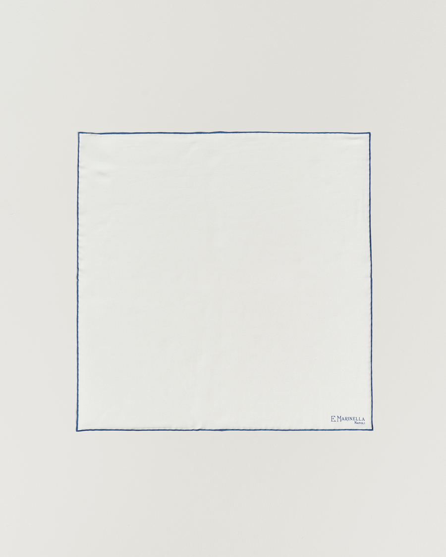 Herren | Einstecktücher | E. Marinella | Silk Pocket Square White/Blue
