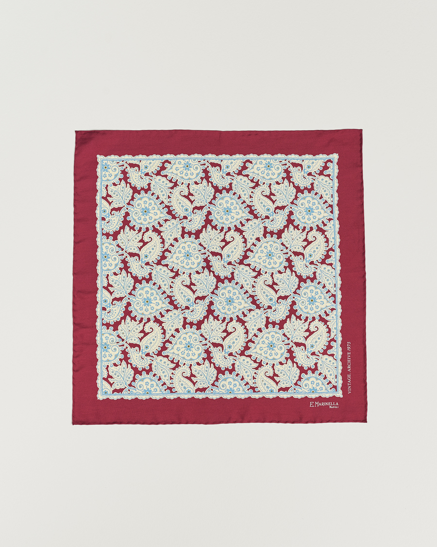 Herren | E. Marinella Paisley Silk Pocket Square Burgundy | E. Marinella | Paisley Silk Pocket Square Burgundy