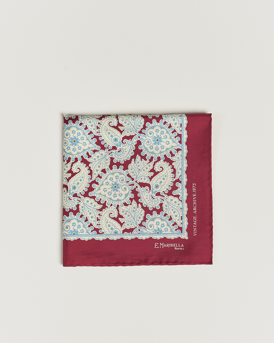 Herren | E. Marinella Paisley Silk Pocket Square Burgundy | E. Marinella | Paisley Silk Pocket Square Burgundy