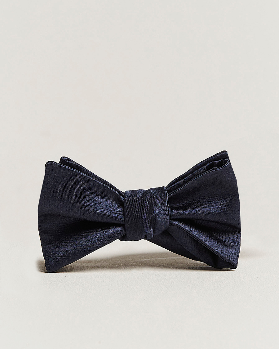 Herren | Fliegen | E. Marinella | Silk Bow Tie Navy Satin
