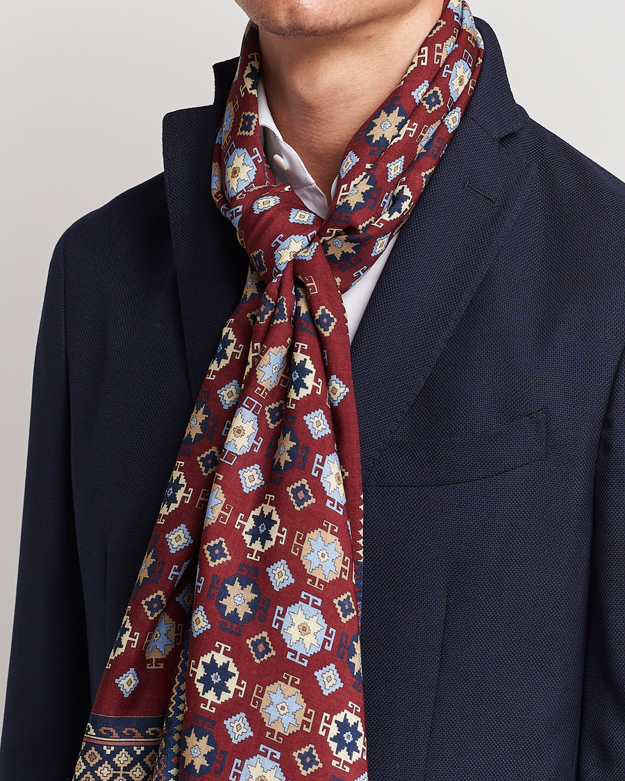 Herren |  | E. Marinella | Wool/Silk Printed Scarf Burgundy