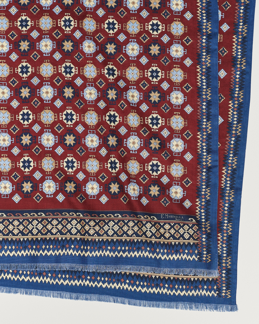 Herren | E. Marinella Wool/Silk Printed Scarf Burgundy | E. Marinella | Wool/Silk Printed Scarf Burgundy