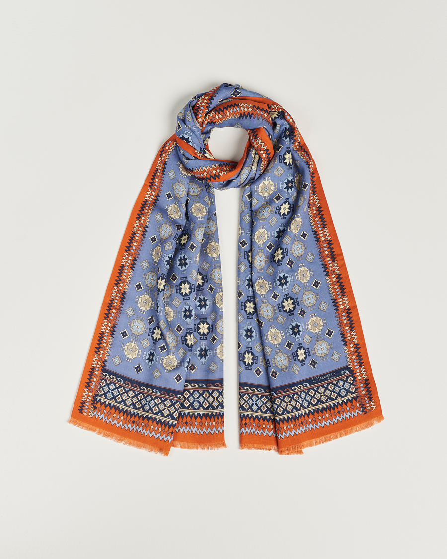 Herren | | E. Marinella | Wool/Silk Printed Scarf Light Blue