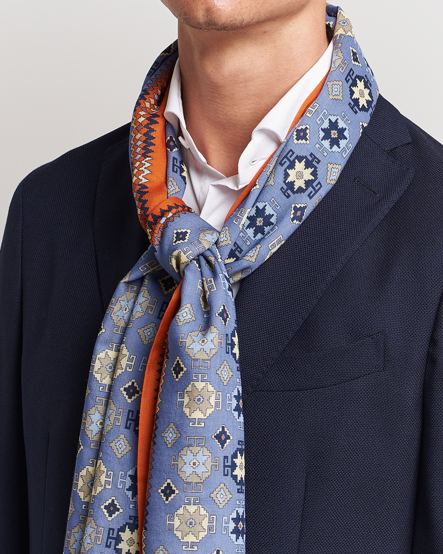Herren | | E. Marinella | Wool/Silk Printed Scarf Light Blue