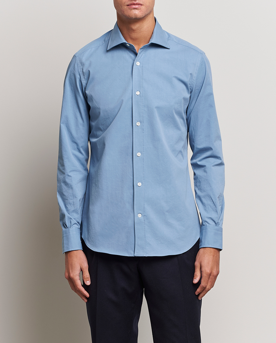 Herren | Freizeithemden | Mazzarelli | Soft Twill Cotton Shirt Light Blue