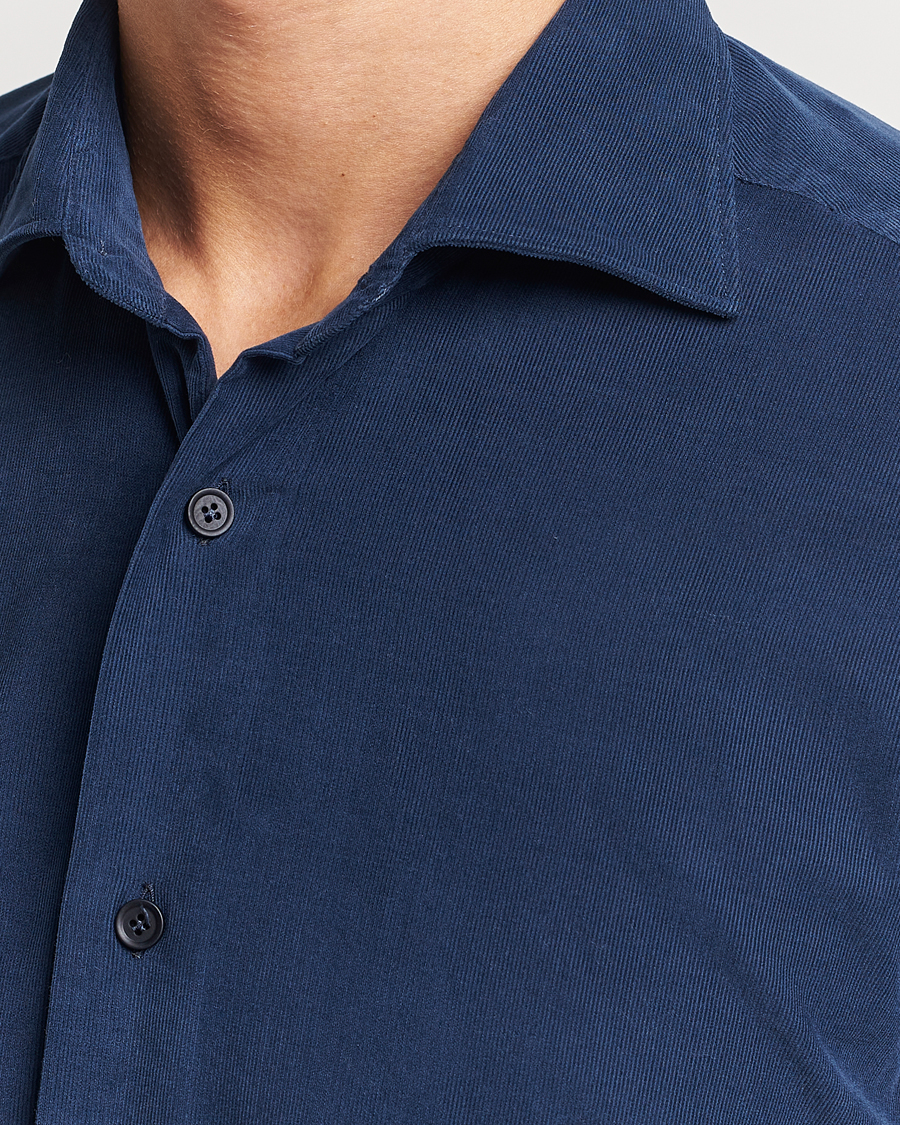 Herren | Hemden | Mazzarelli | Soft Corduroy Shirt Navy