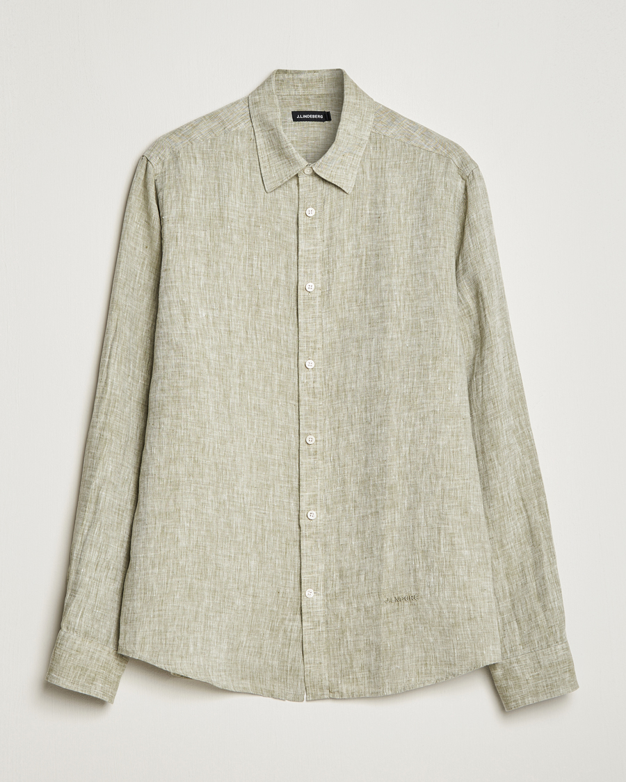 Herren | Hemden | J.Lindeberg | Reg Fit Linen Melange Shirt Aloe