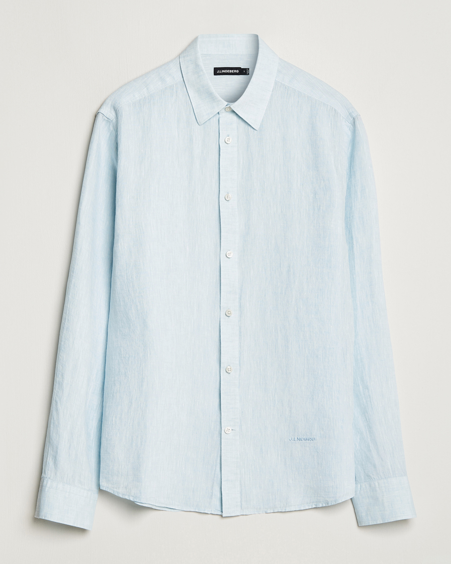 Herren | Hemden | J.Lindeberg | Reg Fit Linen Melange Shirt Dream Blue