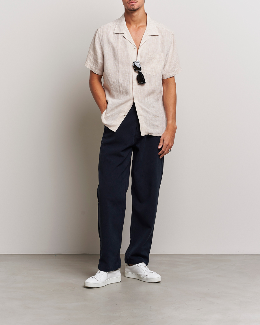 Herren | Hemden | J.Lindeberg | Reg Fit Linen Melange Short Sleeve Shirt Safari Beige
