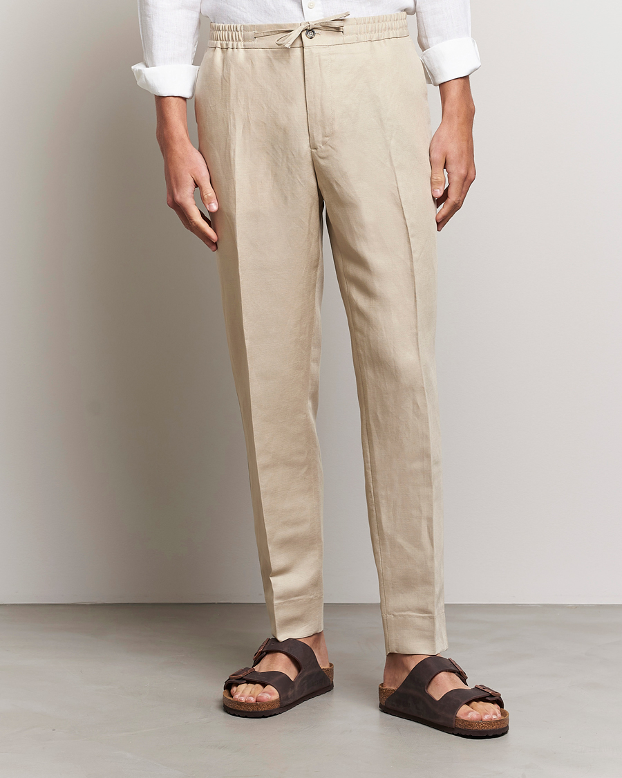 Herren |  | J.Lindeberg | Baron Tencel/Linen Trousers Safari Beige