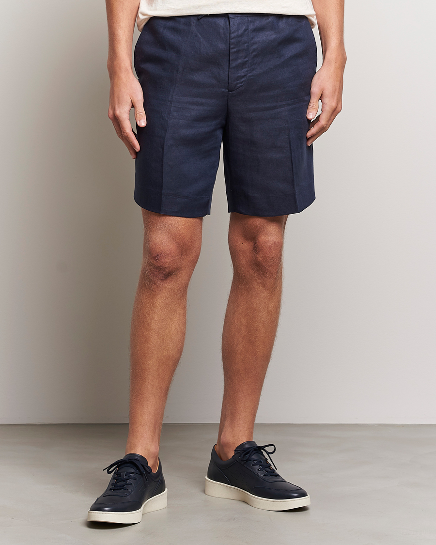 Herren | Leinenshorts | J.Lindeberg | Baron Tencel/Linen Shorts Navy