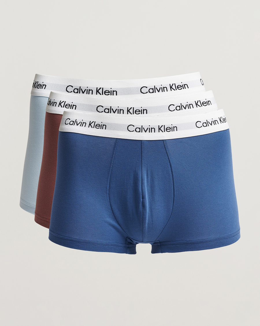 Herren | Unterwäsche | Calvin Klein | Cotton Stretch 3-Pack Low Rise Trunk Red/Sky/Blue