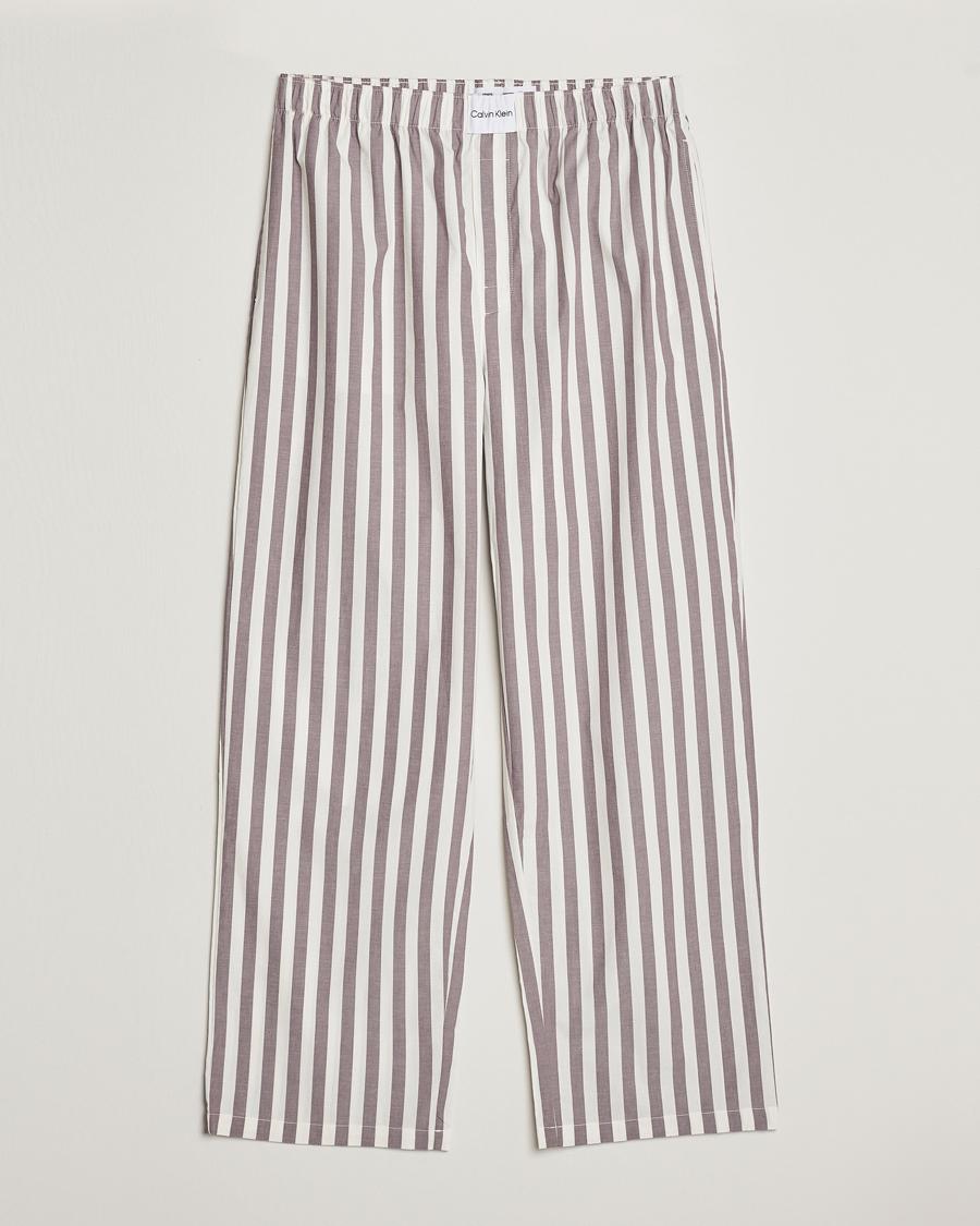 Herren | Schlafanzüge & Bademäntel | Calvin Klein | Cotton Striped Pyjama Pants White/Grey
