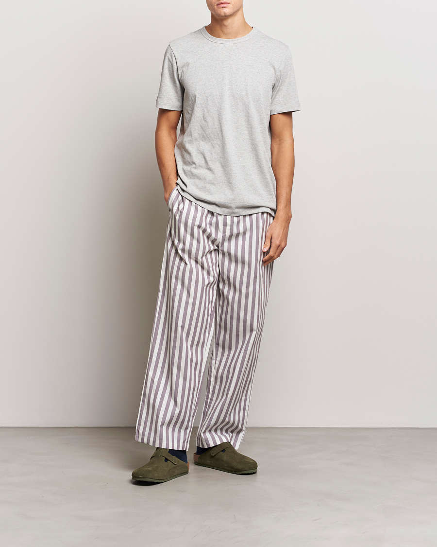 Herren | Schlafanzüge & Bademäntel | Calvin Klein | Cotton Striped Pyjama Pants White/Grey