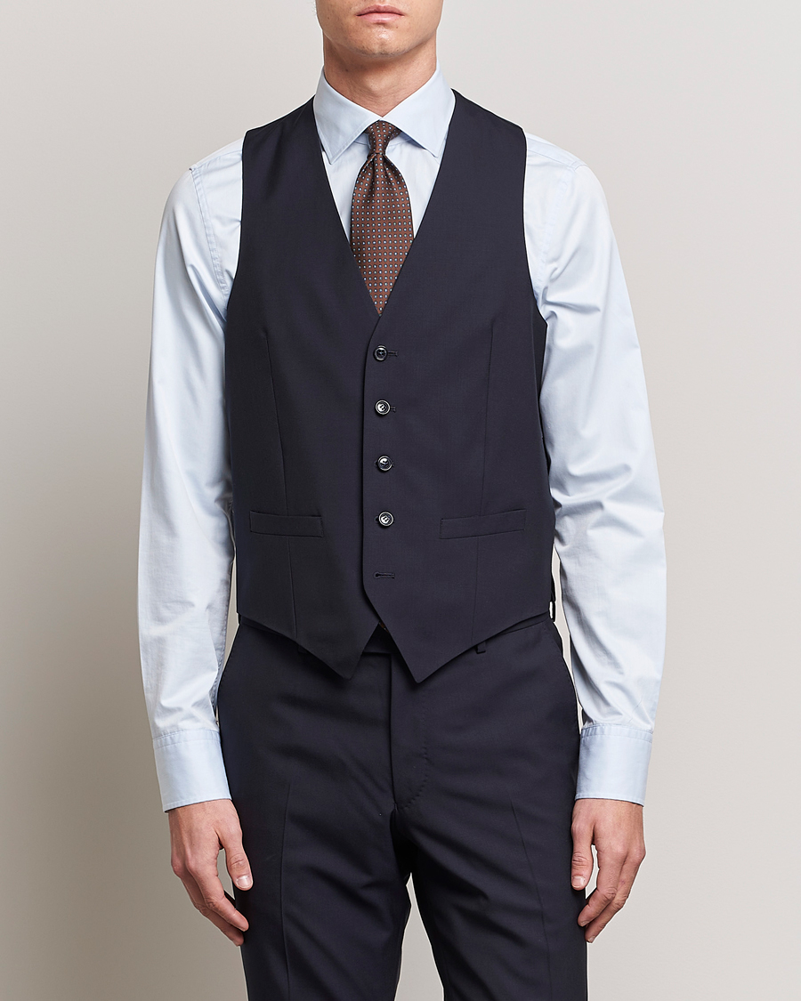 Herren | Sakkos | Oscar Jacobson | Carlo Wool Waistcoat Navy