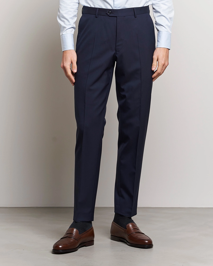 Herren | Anzughosen | Oscar Jacobson | Denz Wool Trousers Blue