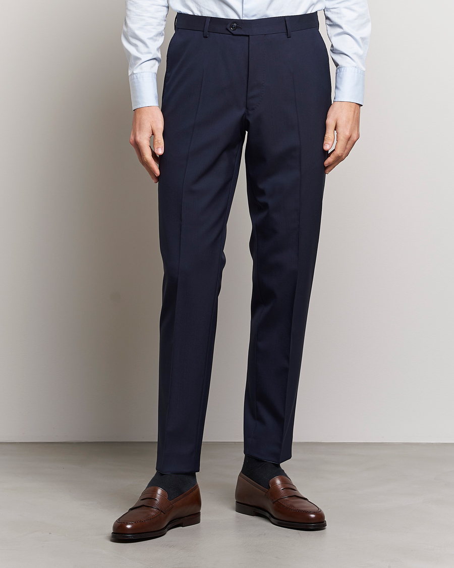 Men | Suit Trousers | Oscar Jacobson | Denz Wool Trousers Blue