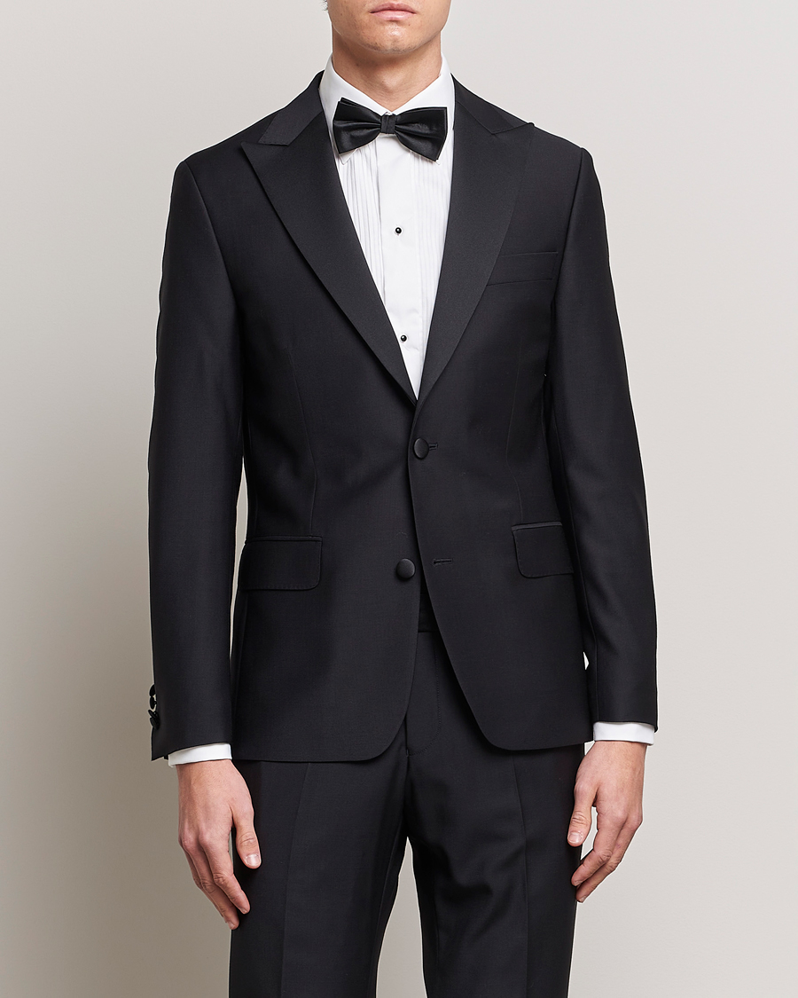 Herren | Black Tie | Oscar Jacobson | Elder Wool Tuxedo Blazer Black