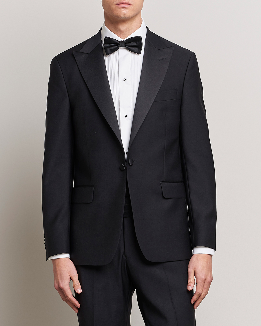 Herren | Sakkos | Oscar Jacobson | Frampton Wool Tuxedo Blazer Black