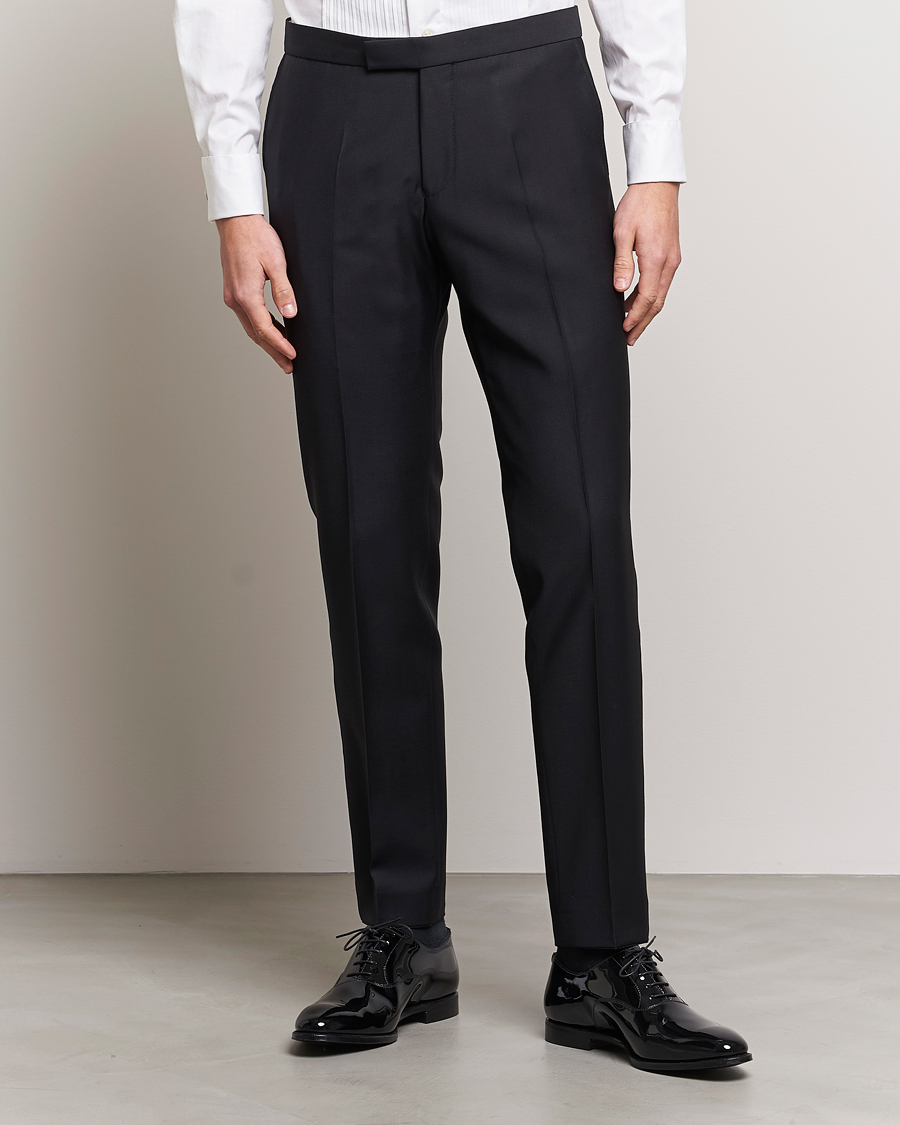Herren | Black Tie | Oscar Jacobson | Devon Wool Tuxedo Trousers Black
